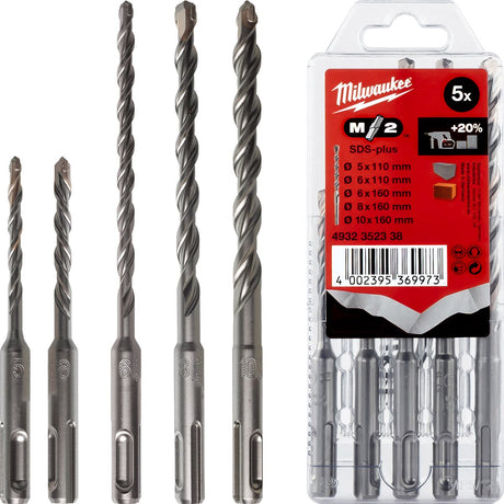 Milwaukee m2 sds plus boorbits - 5-delige cassette