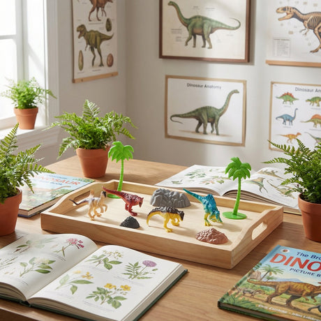 Eddy toys dino speelset - 9-delig speelfigurenset met dinosaurussen, palmbomen en stenen - kunststof - meerkleurig - vanaf 3 jaar - stimuleert fantasierijk spel