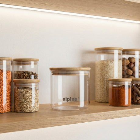 Alpina voorraadpot glas met deksel - keuken organizer - 500 ml - glazen snoeppot