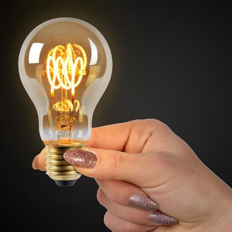 Lucide a60 - filament lamp - ø 6 cm - led dimbaar - e27 - 1x4,9w 2200k - amber