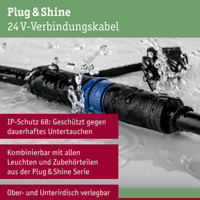 Paulmann plug shine kabel 5m 2 uitgangen ip68 zwart