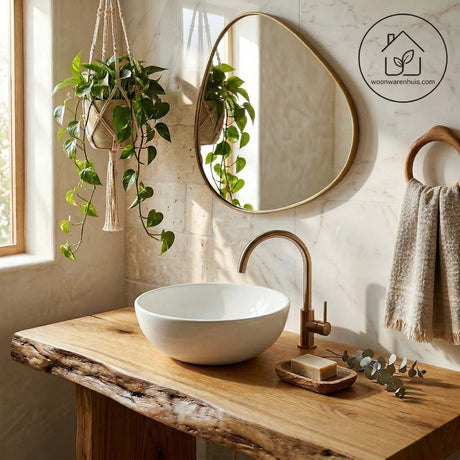 Differnz boomer waskom - rond fonteintje van keramiek - opbouwmontage - zonder overloop - modern design - compacte afmetingen ø 20 x 10 cm - kleur wit - geschikt voor badkamer of toilet