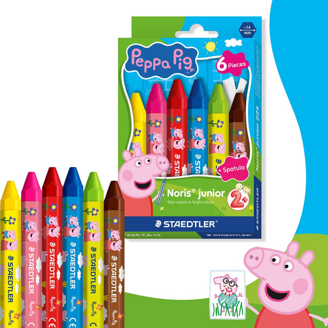 Staedtler peppa pig x noris junior waskrijtjes - set 6 st