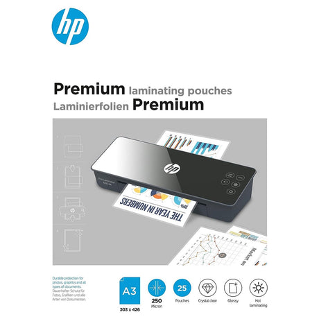 Hp 9128 premium lamineerfolies a3 - lamineerhoezen voor warm lamineren - glanzend - 250 micron - 25 stuks