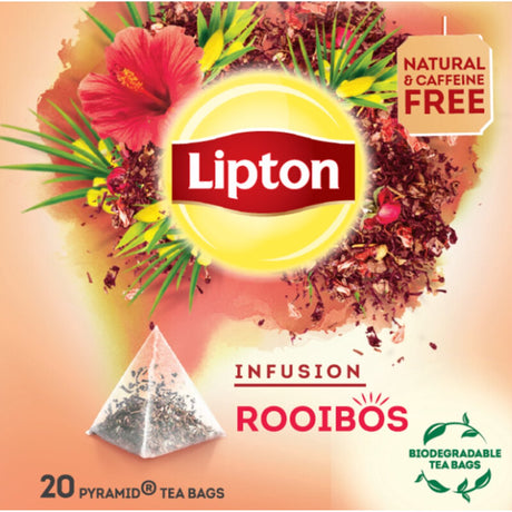 Lipton infusion rooibos - 80 piramide theezakjes - rooibos thee - 4 x 20 zakjes - voordeelverpakking