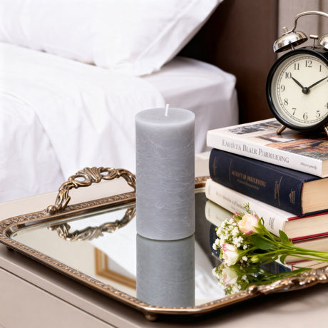 Arti casa rustic bolkaars - ongeparfumeerd - gemaakt van wax - kleur grijs - afmeting ø7 x h13 cm - woonaccessoire voor sfeervolle decoratie in huis - inclusief 2 jaar fabrieksgarantie