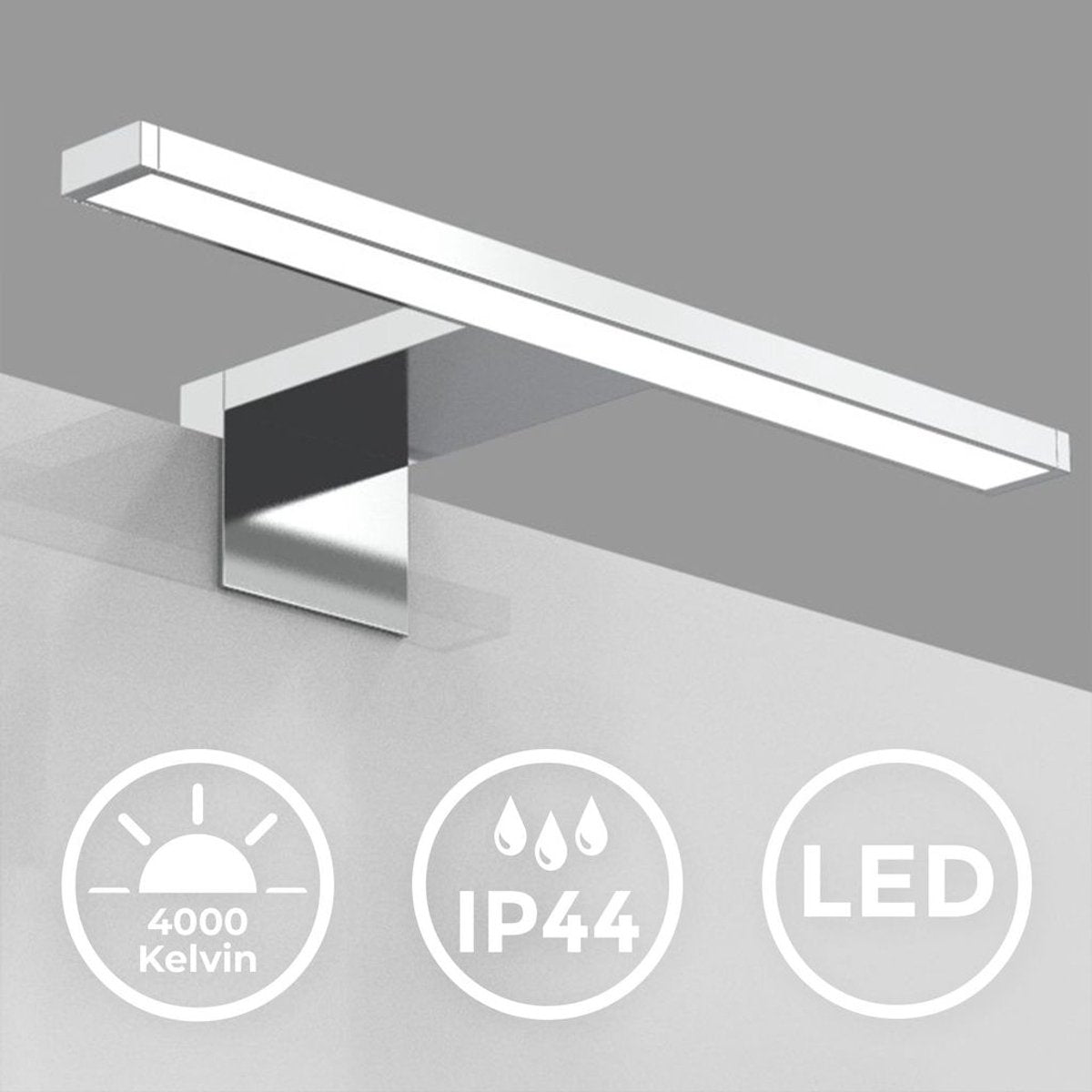B.k.licht - led spiegellamp - spiegelverlichting badkamer - neutral wit licht 4.000k - 5w - 550 lm - l: 30cm