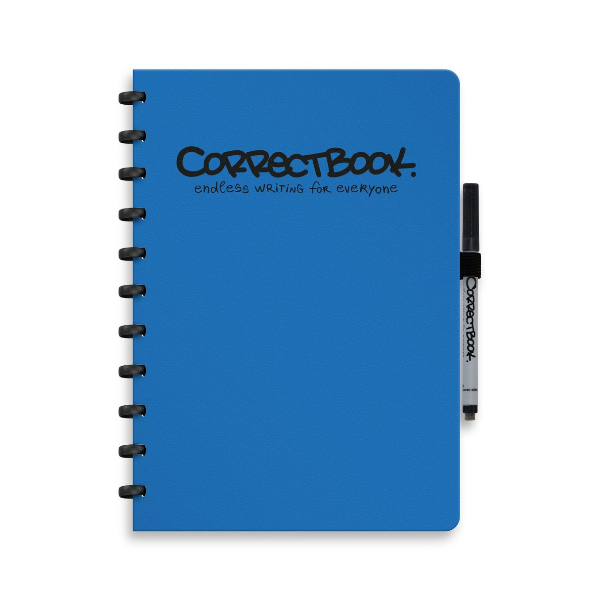 Correctbook a4 uitwisbaar notitieboek – earthy blue – gelinieerd – herbruikbaar schrift – inclusief pen wisdoekje – aanvulbaar met extra pagina’s