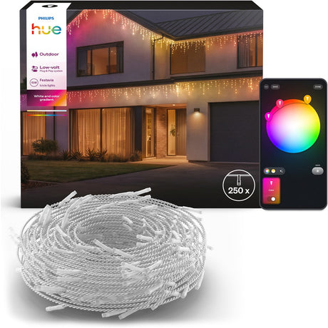 Philips hue festavia led lichtslinger met ijspegeleffect, 8.5 m, aanpasbaar wit en gekleurd licht, voor binnen en buiten, slimme verlichting