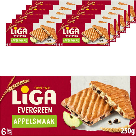 Liga evergreen koekjes appel 12 x 250g - koek - koeken voor onderweg of werk en kantoor