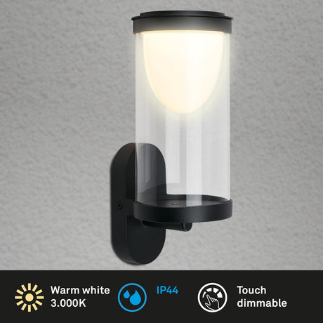 Briloner - led akku wandlamp - touch - verwisselbare batterij - zwart - verwisselbare printplaat - 24 x 12 x 10 cm - zwart