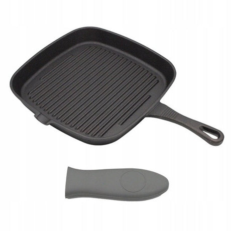 Brunbeste gietijzeren grillpan - vierkant - 24x24 cm - steakpan - inductie