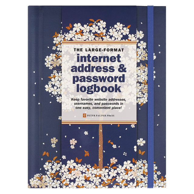 Comellopeter pauper peter pauper internet password logbook - falling blossoms - met elastieksluiting - large 16x21 cm