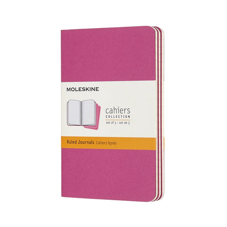 Moleskine cahier journals - pocket - gelinieerd - roze - set van 3