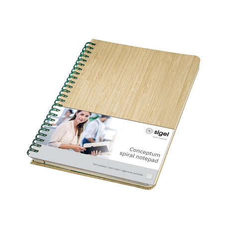 Sigel spiraal notitieboek conceptum nature edition a5 bamboo hardcover 160 pagina's dots 80 grams papier