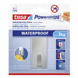 Tesa ® powerstrips waterproof kleefhaak l - rechthoekig - montage zonder boren - roestvrij staal (rvs) - draagkracht 2 kg - voor badkamer en douche