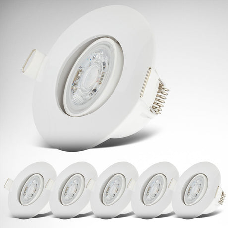 B.k.licht - led badkamer inbouwspots - wit - set van 6 - badkamerverlichting - ip65 - kantelbaar - 9 x 4,2 cm (dxh)