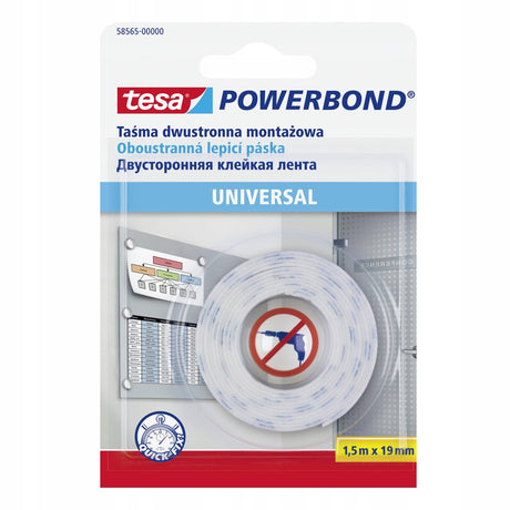 Tesa powerbond - dubbelzijdige montagetape - 1,5m - 19mm - wit