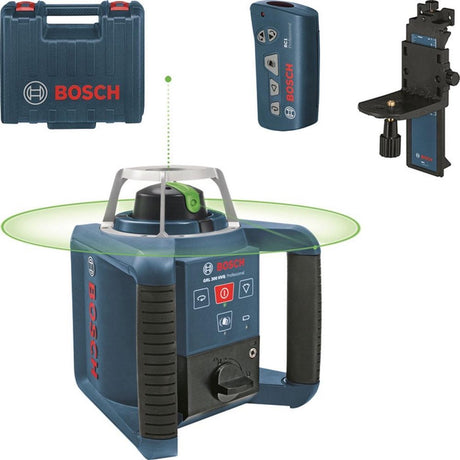 Bosch grl 300 hvg + rc 1 + wm 4 rotatie laser in koffer - 100m - groen