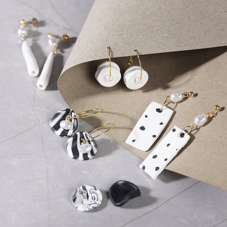 Creativ company mini hobbyset sieraden, oorbellen, zwart, wit, 1doos 1 doos