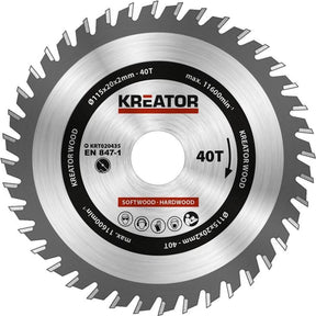 Kreator krt020435 zaagblad hout - ø115 mm - 40 t