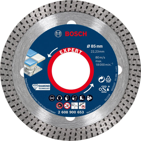 Bosch accessories 2608900653 expert hardceramic diamanten doorslijpschijf diameter 85 mm boordiameter 22.23 mm steen, b