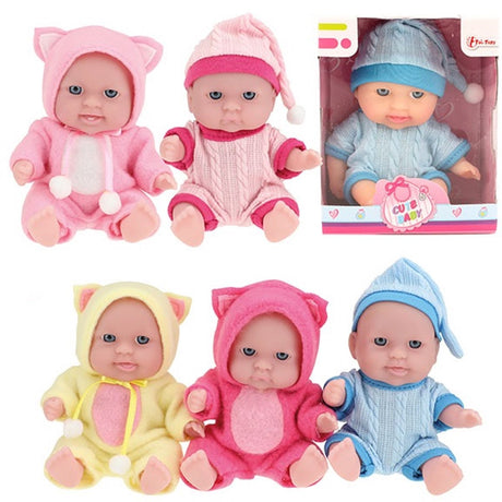 Toi-toys babypop met kledingset 14 cm lichtroze