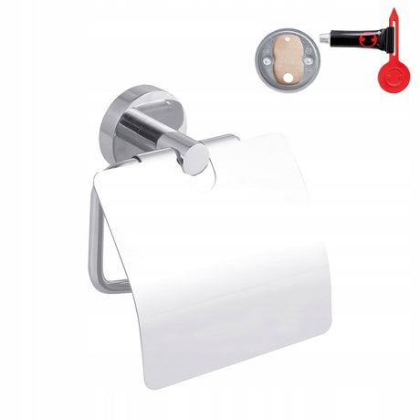 Tesa ® smooz - toiletrolhouder - zonder boren - zelfklevend - verchroomd metaal - glans