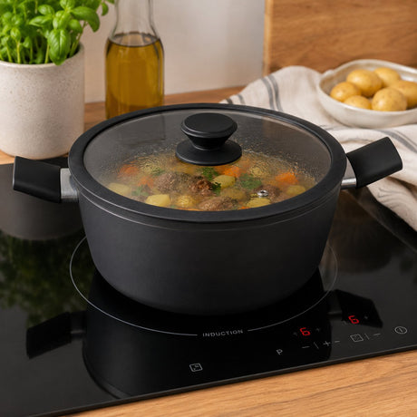 Alpina keramische kookpan ø24 cm – inductie kookpot met keramische antiaanbaklaag – soeppan - pan met deksel