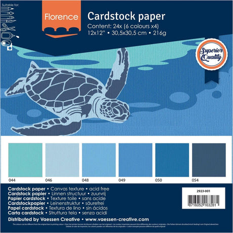 Vaessen creative cardstock - blauw - 30,5 x 30,5 cm - 24 vellen - textuur - 216 g