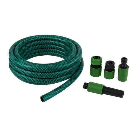 Kinzo tuinslang set 15 meter - waterslang 14mm (1 2 ) max. 6bar - met 3 koppelingen en 1 sproeistuk - geschikt voor tuinsproeier - groen