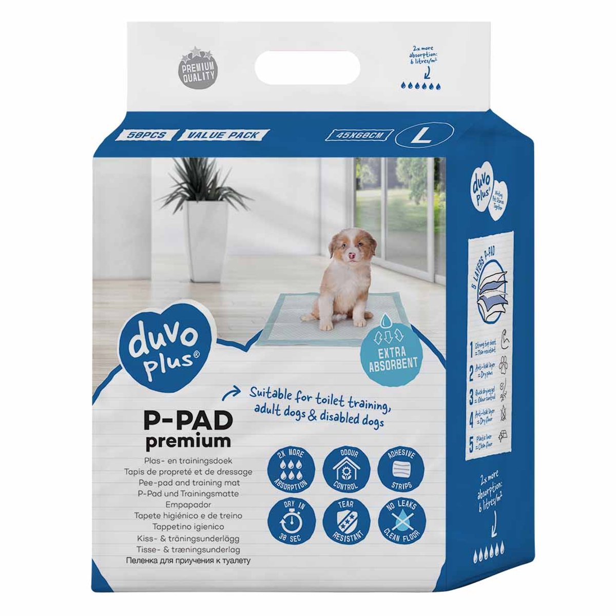 Duvo plus - p-pad - premium - trainings- plasmat - l - 45x60cm - 50 stuks