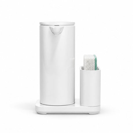 Simplehuman zeepdispenser 414 ml oplaadbaar met sensor en houder - wit - roestvast staal - voor vloeistoffen