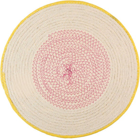 Alpina ronde placemat 38 cm - gevlochten placemat - papiergaren - tafelonderlegger - beige geel