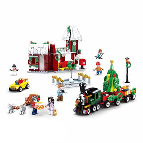 Sluban town kerstdorp bouwspeelgoed kinderen vanaf 6 jaar - constructiespeelgoed modelbouw - bouwdoos met 565 bouwstenen - m38-b0887