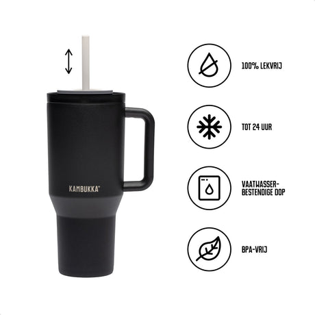 Kambukka rio - tumbler 950ml - night rider waterfles met telescopisch rietje - lek proof - bpa vrij