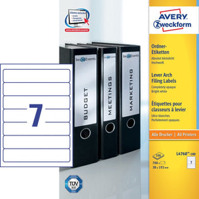 Avery ordnerrugetiketten, wit, 192,0 x 38,0 mm, permanent klevend