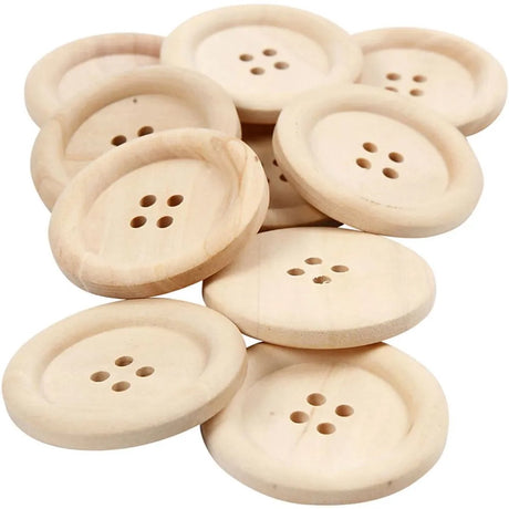 Creativ company cc houten knopen 35 mm naturel 10 stuks
