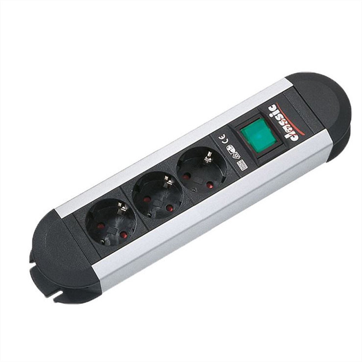 Bachmann primo stekkerdoos 3x geaard contact, aluminium, met schakelaar, 1,75 m