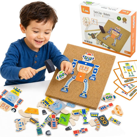 Vigatoys viga toys houten robot spijkerspel - educatief hobbypakket met 45 stuks - oog-hand coördinatie en precisie verbeteren
