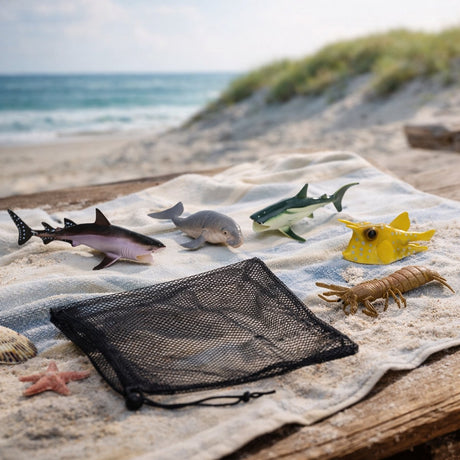 Eddy toys oceaandieren speelfigurenset - 6-delig speelgoed zeedieren set met handig opbergzakje - geschikt voor kinderen vanaf 3 jaar - gemaakt van kunststof - meerkleurige uitvoering