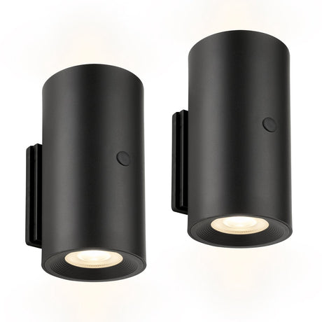 B.k.licht briloner isy – set van 2 oplaadbare wandlampen – zonder stroomaansluiting boren – dimbaar met touch – warm wit licht – zwart – ø6 x 12cm