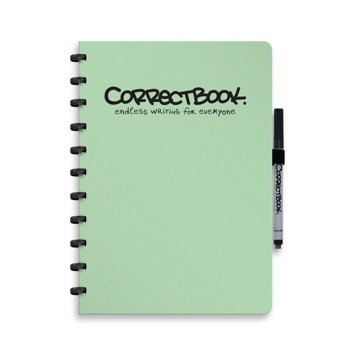 Correctbook a4 uitwisbaar notitieboek – misty mint – blanco – herbruikbaar schrift – inclusief pen wisdoekje – aanvulbaar met extra pagina’s