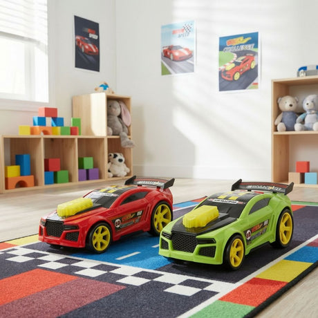 Eddy toys racing car light sound speelgoedauto - speelgoedauto met licht- en geluidseffecten - inclusief batterijen - afmetingen 17x8x7 cm - verkrijgbaar in rood of groen - geschikt vanaf 4 jaar