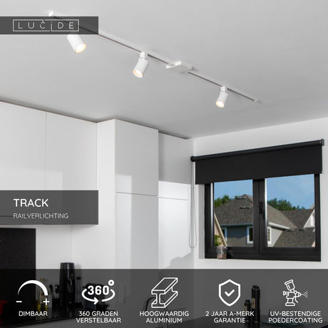 Lucide track nigel railspot - 1-fase railsysteem railverlichting - 1xgu10 - wit (uitbreiding)
