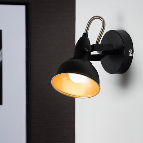 Briloner soft - wandlamp - plafondspot - 1 licht - schijnwerper retro vintage - ftting: e14 - metaal - zwart-goud - 15,6 x 10 cm