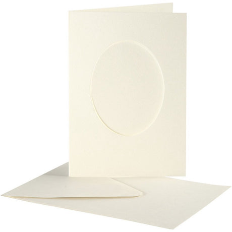 Creativ company kaarten enveloppen passepartout ovaal 10,5x15 cm off-white 10 stuks