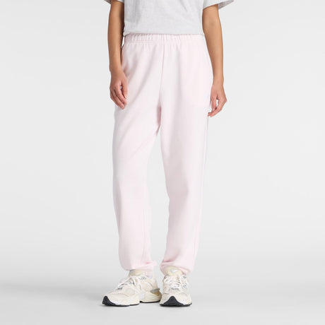 New balance sport essentials french terry jogger dames broek - pink salt