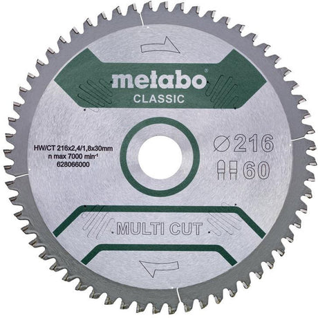 Metabo multi cut classic - cirkelzaagblad - 216mm - 60 tanden - fz tz geometrie