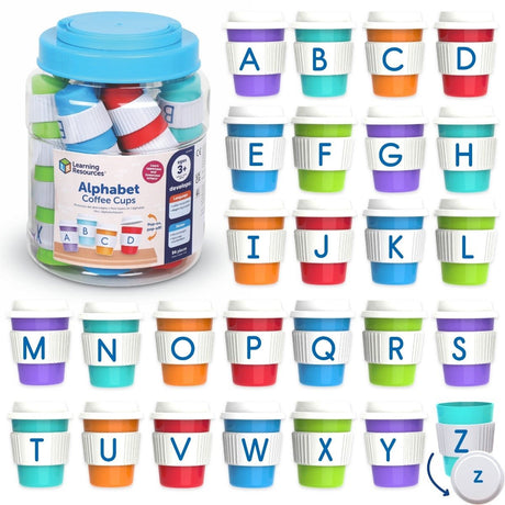 Learning resources alfabet koffiecups - mini meeneem bekers - hoofdletters kleine letters - 3+